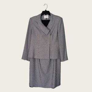 Le Suit Vintage Houndstooth Blazer and Skirt Set